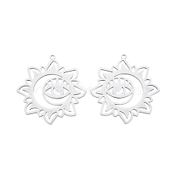 Non-Tarnish 201 Stainless Steel Pendants, Flower with Eye, Stainless Steel Color, 33.5x32x1mm, Hole: 1.4mm(STAS-N090-LA899-1)