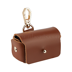 PU Imitation Leather Wedding Ring Pouch, Jewelry Storage Bags, with Light Gold Tone Snap Buttons, Saddle Brown, 4.35x7x4.4cm(ABAG-WH0038-45B)