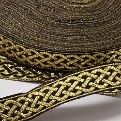 Polyester Ribbons, with Tie Pattern, Gold, 1/2 inch(14mm), 33yards/roll(30.1752m/roll)(OCOR-L018-32C-14mm)