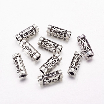 Tibetan Style Alloy Tube Beads, Cadmium Free & Nickel Free & Lead Free, Antique Silver, 13x5mm, Hole: 2.5mm