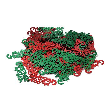 Plastic Table Scatter Confetti, for Christmas Party Decorations, Word Merry Christmas, Green & Red, 16.4x42x0.3mm, about 150pcs/bag
