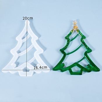 DIY Christmas Theme Pendant Silicone Molds, Resin Casting Molds, for UV Resin, Epoxy Resin Jewelry Making, Christmas Tree, 200x164x14mm