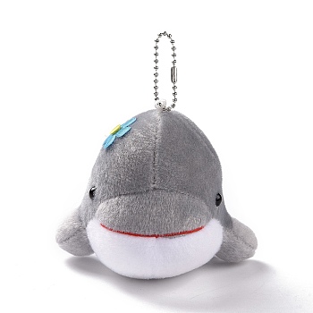 PP Cotton Mini Animal Plush Toys Dolphin Pendant Decoration, with Ball Chain, Gray, 131mm