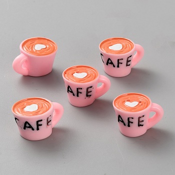 Resin Coffee Ornaments, Micro Landscape Dollhouse Accessories, Pretending Prop Decorations, Pink, 14x22.5x17mm