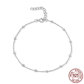 925 Sterling Silver Satellite Chains Bracelets for Women, Platinum, 6.69 inch(17cm)