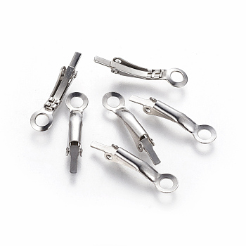 304 Stainless Steel Spring Ring Clasps, For Hoop Earring Making, Stainless Steel Color, 23x5.5mm, Hole: 3mm