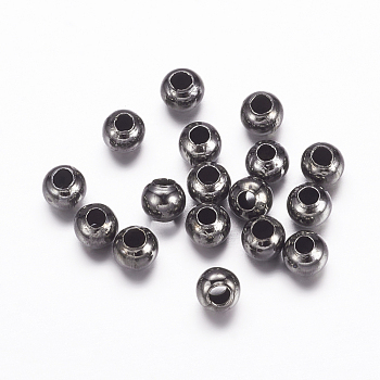 Iron Spacer Beads, Round, Gunmetal, 3mm in diameter, 3mm thick, Hole: 1.2mm