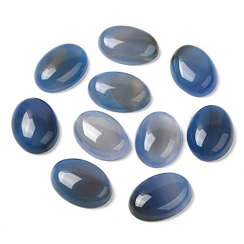 Natural Agate Cabochons, Grade AB, Dyed, Oval, Cornflower Blue, 25x18x6mm