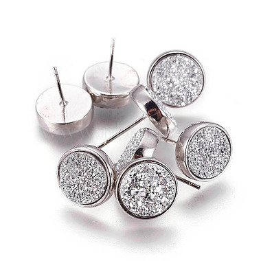 Silver Resin Stud Earrings