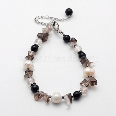 Natural Mixed Stone and Pearl Beaded Bracelets(BJEW-JB01982)-2