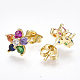 Brass Micro Pave Cubic Zirconia Ear Studs(X-EJEW-S201-49)-1