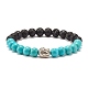 Round Synthetic Turquoise & Natural Lava Rock Stretch Bracelet(BJEW-JB07470-01)-1