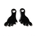 Spray Painted 201 Stainless Steel Charms, Footprint Charm, Black, 12x8x1mm, Hole: 1.8mm(STAS-I672-02B)