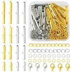DIY Jewelry Making Findings Kits, including Iron Slide On End Clasp Tubes, Open Jump Rings, Ends with Twist Chains and Zinc Alloy Lobster Claw Clasps, Platinum & Golden, 6x0.7mm, Inner Diameter: 4.5mm(DIY-YW0011-60)