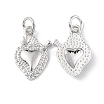 Rack Plating Brass Pendants, Cadmium Free & Lead Free, Long-Lasting Plated, with Jump Ring, Sacred Heart Charm, Platinum, 16x11x2mm, Hole: 3.2mm(KK-C021-08P)