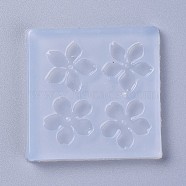 Food Grade Silicone Molds, Resin Casting Molds, For UV Resin, Epoxy Resin Jewelry Making, Flower, White, 48x48mm, Flower: 20mm(DIY-L026-010)