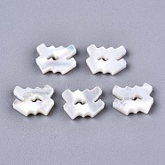 Natural White Shell Beads, Mother of Pearl Shell Beads, Top Drilled Beads, Constellation/Zodiac Sign, Aquarius, 8.5x11.5x2.5mm, Hole: 0.8mm(X-SSHEL-ZX004-02L)