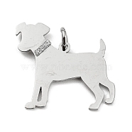 304 Stainless Steel Pendants, with Jump Ring and Glitter, Stamping Blank Tag, Dog Charm, Stainless Steel Color, 23x26x1mm, Hole: 4mm(STAS-E205-12P)