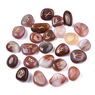 Natural Carnelian Beads, Tumbled Stone, Healing Stones for Chakras Balancing, Crystal Therapy, Meditation, Reiki, Divination Stone, No Hole/Undrilled, Nuggets with Runes/Futhark/Futhorc, 14~33x11~22x5~16mm, about 25pcs/set(G-N0326-006)