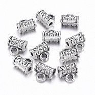 Tibetan Style Alloy Hangers, Bail Beads, Cadmium Free & Nickel Free & Lead Free, Tube, Antique Silver, about 7mm long, 7mm wide, 4.5mm thick, hole: 1mm(LF0144Y-NF)