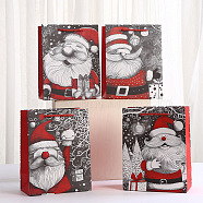 Christmas Paper Santa Claus Printed Tote Bags, Gift Storage Supplies, Rectangle, Red, 18x10x23cm(ABAG-P015-01A)