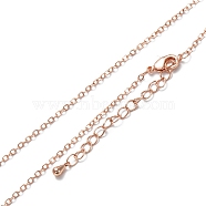 Brass Cable Chain Necklaces, Long-Lasting Plated, Real Rose Gold Plated, 16.34 inch(41.5cm)(X-NJEW-K123-05RG)