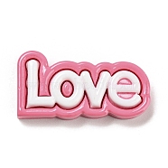 Opaque Resin Cabochons, Cartoon Word Love, Pale Violet Red, 16.5x32x6mm(RESI-Z009-02A)