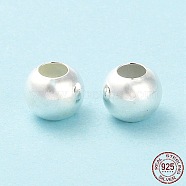 925 Sterling Silver Beads, Round, Silver, 8x7mm, Hole: 3.5mm(FIND-A033-01C)