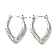 304 Stainless Steel Hoop Earrings for Women, Teardrop, Stainless Steel Color, 28x20x3mm(EJEW-Z026-31P)