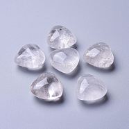 Natural Quartz Crystal Heart Love Stone, Pocket Palm Stone for Reiki Balancing, 25x24~26x13~15mm(G-K290-11)