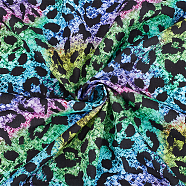 Leopard Print Rainbow Pattern Polycotton Fabric, for Garment Craft Accessories, Colorful, 100x150x0.02cm(DIY-WH0028-18C)