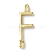 Rack Plating Brass Connector Charms, Cadmium Free & Lead Free, Long-Lasting Plated, Real 18K Gold Plated, Letter F, 22.5x7x1.5mm, Hole: 3x0.8mm(KK-P245-07G-F)