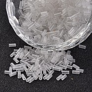 Tube Transparent Colours Round Hole Glass Bugle Beads, Clear, 3~5x1.8~2mm, Hole: 0.8mm, about 12000pcs/450g(SEED-I001-1)