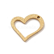 304 Stainless Steel Pendants, Textured, Hollow, Heart, Golden, 9.5x12x1mm, Hole: 0.8mm(STAS-J040-17B-G)