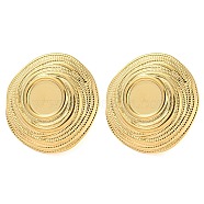 304 Stainless Steel Stud Earring Findings, Flat Round Earring Settings, Real 18K Gold Plated, Tray: 8mm, 23x22mm(EJEW-I290-17G)