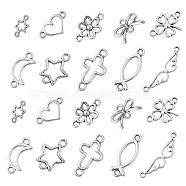 100Pcs 10 Styles Tibetan Style Alloy Connector Charms, Hollow Links, Angel & Cross & Heart & Bowknot, Mixed Shapes, Antique Silver, 8~21x7~30.5x1~2mm, Hole: 0.9mm, 10pcs/style(TIBEP-CJ0003-13)