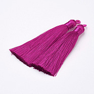 Nylon Tassels Big Pendant Decorations, Fuchsia, 70~80x9~10mm, Hole: 1.5~4mm(STAS-F142-04F-01)