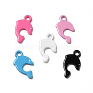 Spray Painted 201 Stainless Steel Charms, Dolphin Charm, Mixed Color, 12x6x0.5mm, Hole: 1.2mm(STAS-I672-20)