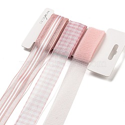 Polyester & Polycotton Ribbons Sets, for Bowknot Making, Gift Wrapping, Pink, 1 inch(25mm), 3 styles, about 3 Yards/Style, 9 Yards/Set(SRIB-G010-01B-05)