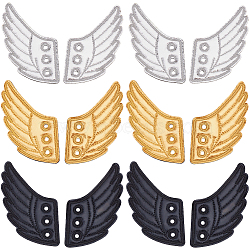 6 Pairs 3 Colors Cloth with Felt Shoe Decorations, Shoe DIY Accessories, Wing, Mixed Color, 110x70mm, 2 pairs/color(DIY-GF0009-87)