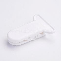 Eco-Friendly Plastic Baby Pacifier Holder Clip, White, 43x31x9mm(KY-K001-A03)