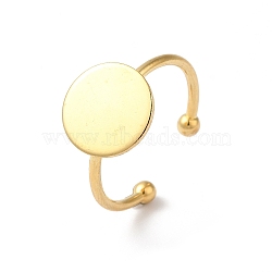 Adjustable 304 Stainless Steel Finger Rings Components, Pad Ring Base Findings, Flat Round, Real 18K Gold Plated, US Size 8 1/2(18.5mm), Tray: 12mm.(STAS-K278-04D-G)