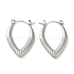 Non-Tarnish 304 Stainless Steel Hoop Earrings for Women, Teardrop, Stainless Steel Color, 28x20x3mm(EJEW-Z026-31P)