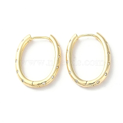 Brass Micro Pave Cubic Zirconia Hoop Earrings, Oval, Real 18K Gold Plated, 23x3mm(EJEW-P259-11G)