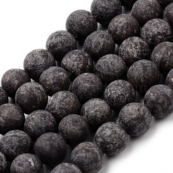 Natural Snowflake Obsidian Beads Strands, Frosted Style, Round, 8~8.5mm, Hole: 1mm, about 47pcs/strand, 15.5 inch(G-Q462-72-8mm)