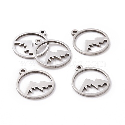 201 Stainless Steel Laser Cut Pendants, Mountain, Stainless Steel Color, 17x14.5x1mm, Hole: 1.5mm.(STAS-S105-T901-1S)