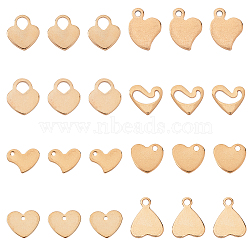 304 Stainless Steel Charms, Stamping Blank Tag, Heart/Heart Lock, Golden, 80pcs/box(STAS-UN0014-74G)