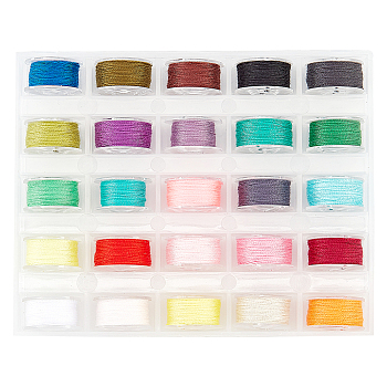 25 Rolls 25 Colors Polyester Bobbin Thread, with Plastic Bobbin, for Embroidery, Quilting, Mixed Color, 0.1mm, about 27.34  Yards(25m)/roll, 1 roll/color
