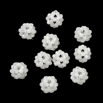 Natural White Moonstone Woven Beads, Cluster Beads, Faceted, Round, 8~9mm, Hole: 1.6mm