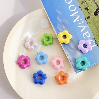 Opaque Acrylic Bead, Flower, Mixed Color, 18.3x19.2x6.9mm, Hole: 3.5mm